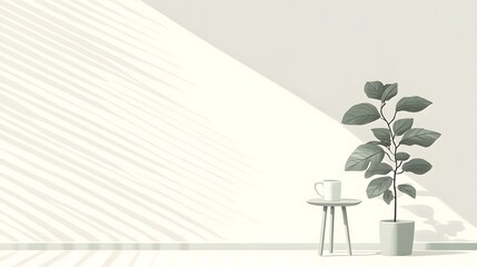 Serene indoor plant display modern living space minimalist design natural light