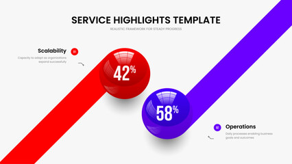 Elegant Planning Frame Design Vector Illustration. Digital Analysis 2 Option Chart Presentation Template. Sales Briefing Two Element Graph Slideshow Layout.