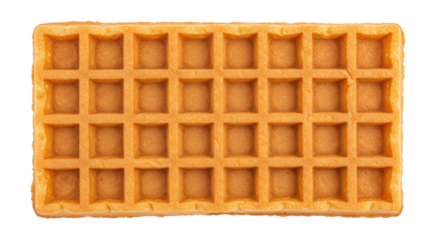 Golden brown waffle isolated on transparent background, breakfast food for dessert and sweet treat