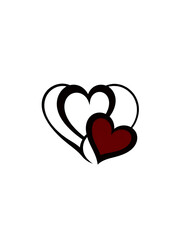 Valentine's intertwined hearts Silhouette, Vector, Icon, Logo, White Background.