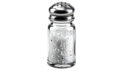 Salt shaker filled with white crystals