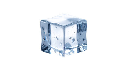 Translucent single ice cube on black