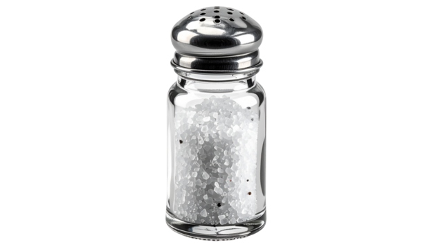 Salt shaker filled with white crystals