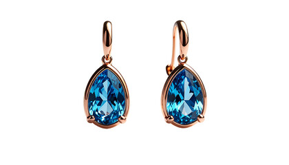 Teardrop blue gem earrings, rose gold