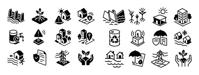 Isometric Climate Adaptation Icons