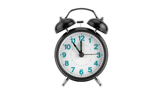 Classic alarm clock on black - Powered by Adobe