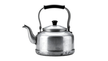 Shiny metal kettle with black handle