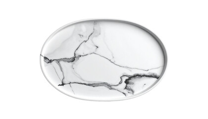 Marble-veined oval plate, top view