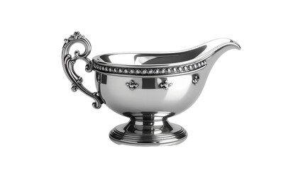Silver gravy boat, ornate handle (1)