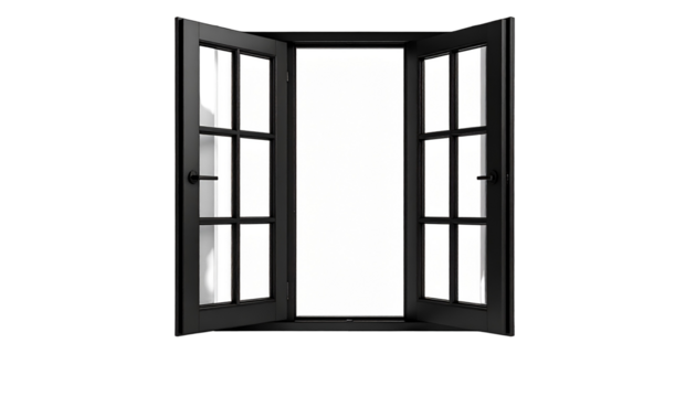 Open black frame window to white