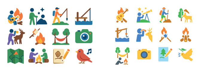 Colorful Camping Icons