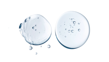 Two clear gel droplets