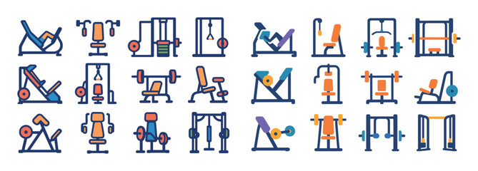 Fototapeta premium Colorful Exercise Machines Icons