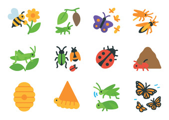 Naklejka premium Insect Behavioral Icons
