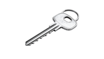 Silver key on ring, dark background (1)