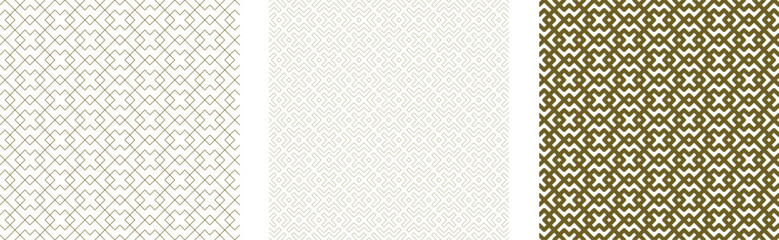 Geometric Ornamental Surface Textures Set Three Variations one Seamless Geometric Pattern in Arabic Style