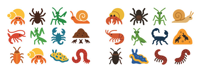 Colorful Invertebrate Icons