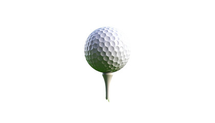 Golf ball on tee against dark backdrop