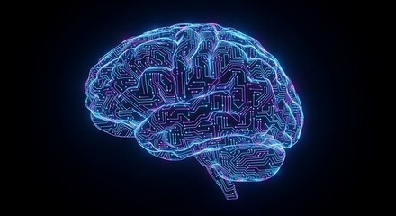 Glowing digital brain circuitry circuit board technology