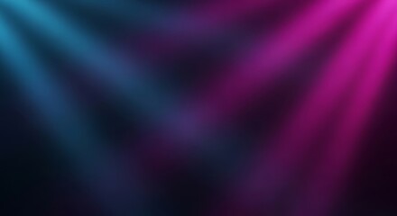 Fototapeta premium Abstract background with beams of blue and magenta light rays in darkness