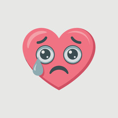 Sad heart emoji crying a tear