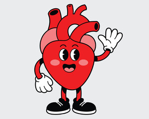 Cartoon heart character waving hello