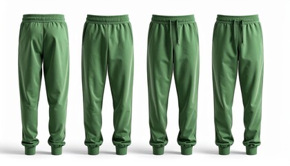 sweatpants, front and back view, white background