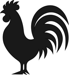Elegant rooster logo silhouette vector, farm chicken design isolated on white, perfect for food labels and packaging.
