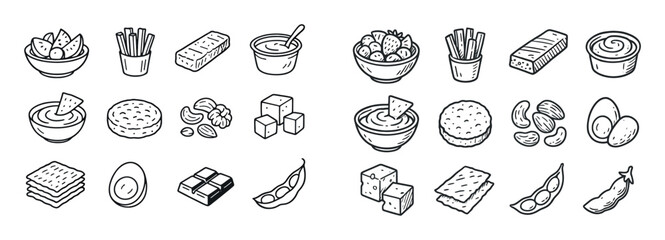 Obraz premium Hand-Drawn Snack Icons