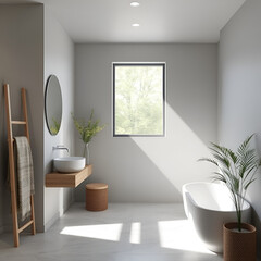 Minimal Bathroom Interior with Natural Light