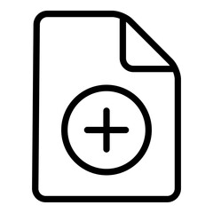 Document file outline icon. Add and plus