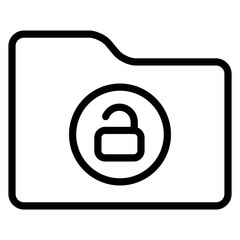 Folder outline icon. Unlock