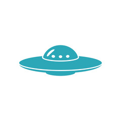 Stylized teal flying saucer icon on white background