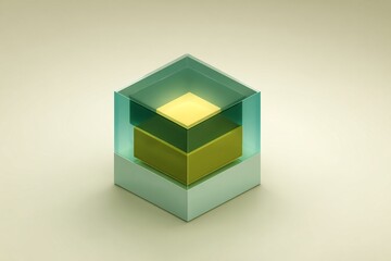 Obraz premium 3D isometric cubes overlapping, minimal color scheme, translucent layers, copyspace