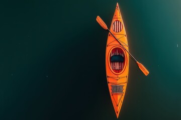 Kayak gliding through tranquil waters showcasing the seamless harmony of adventure and serenity in a vibrant orange vessel reflecting the depths of calmness and exploration