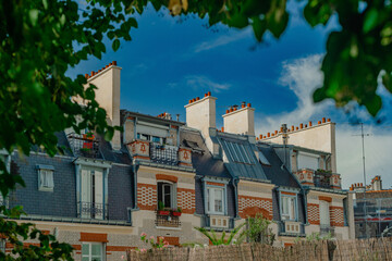 Rooftop View with Chimneys in Paris, France