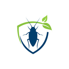 Minimalist Silhouette Cockroach Prevention Shield with Leaf Element Logo