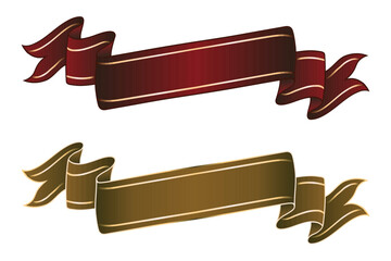 Retro red and yellow folded ribbons banner, vector design