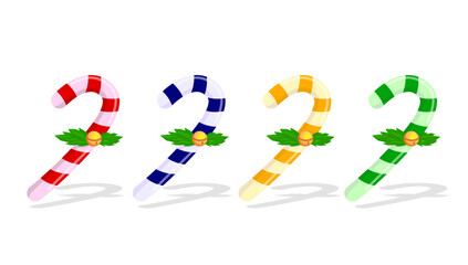 Christmas candy canes in various colors