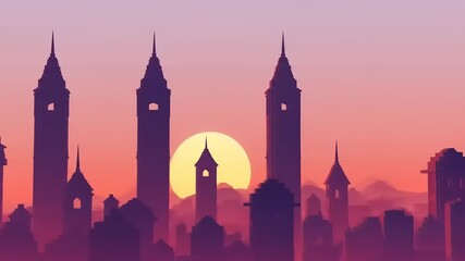 Cityscape Silhouette at Sunset - A Serene Urban Landscape.