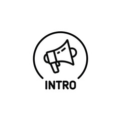 Introductory announcement megaphone icon with text
