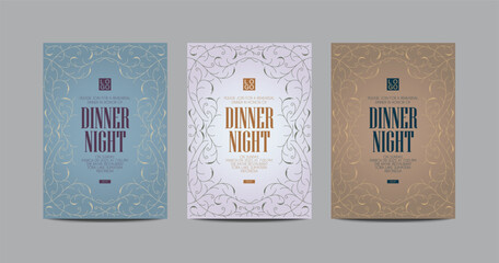 Minimalist Floral Dinner Night Invitation Template Vector