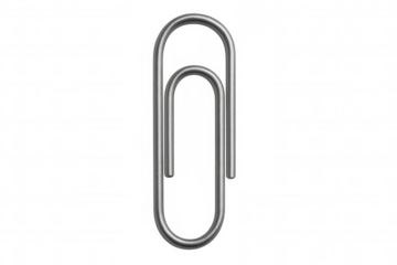 Paperclip metal office stationery item linking papers. Simple gray document fastener for business work