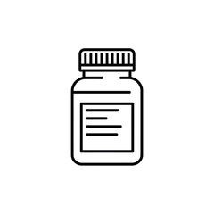 Simple outline icon of a medicine bottle with label