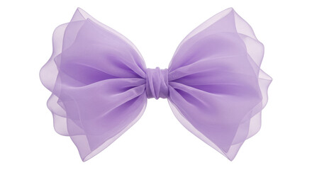 Lavender chiffon bow isolated on transparent background, delicate fabric hair accessory for girls and special occasions, PNG © Marcel