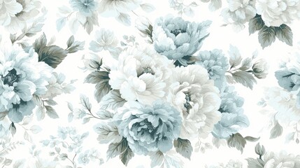 Vintage floral background with intricate patterns and muted colors: A timeless design featuring delicate floral motifs in soft, muted shades of cream and sage, evoking a vintage charm,