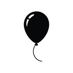 Simple black balloon icon with string