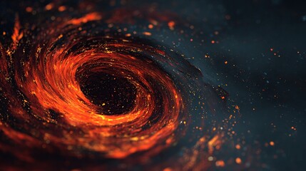 A cosmic vortex of fire, swirling energy, and ethereal particles in a deep, dark void