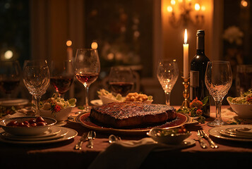 food and drinks dinner table setting