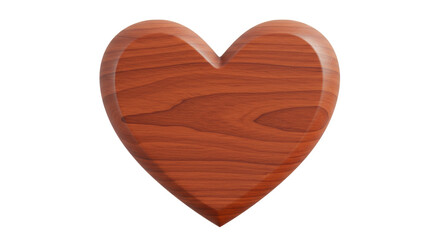 Wooden heart isolated on transparent background, brown wood grain heart shape for love and Valentine s Day design element PNG